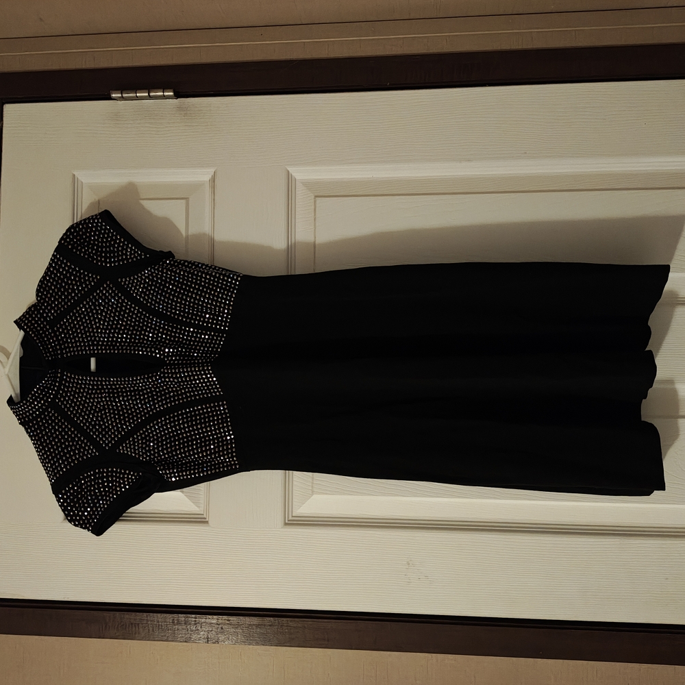 Elegant Black Dress with White Accents